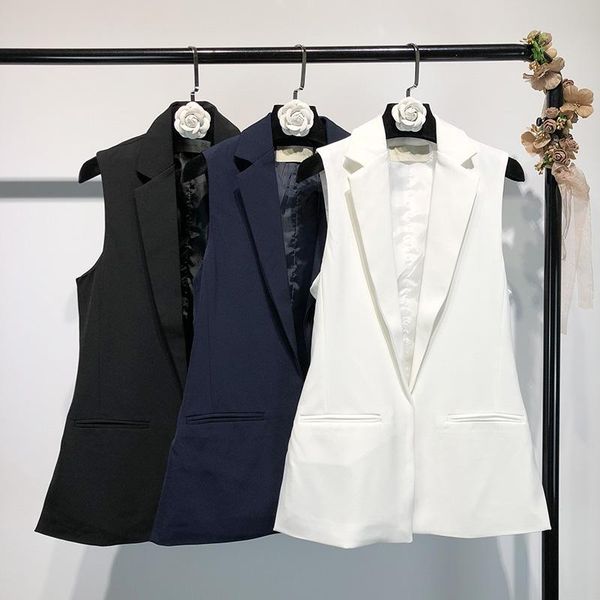 women's jackets spring women turn down collar slim waist solid color blazer suit sleeveless vest coat medium long ol casacos, Black;brown
women's jackets spring women turn down collar slim waist solid color blazer suit sleeveless vest coat medium long ol casacos, Black;brown