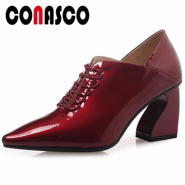dress shoes conasco vintage pointed toe strange style women pumps lace up office lady woman genuine leather patent, Black
dress shoes conasco vintage pointed toe strange style women pumps lace up office lady woman genuine leather patent, Black