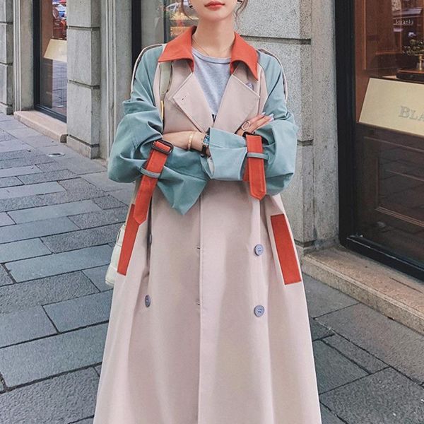 women's trench coats 2021 spring autumn long sleeve ladies windbreaker stitching contrast color lapel fashion double breasted overcoat, Tan;black
women's trench coats 2021 spring autumn long sleeve ladies windbreaker stitching contrast color lapel fashion double breasted overcoat, Tan;black