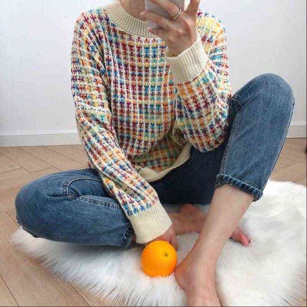 womens sweater women pullover rainbow autumn winter korean lazy wind loose turtleneck o neck mujer chic elegant, White;black
womens sweater women pullover rainbow autumn winter korean lazy wind loose turtleneck o neck mujer chic elegant, White;black