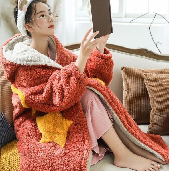 winter coat women oversized jacket fleece blanket with sleeve indoor rope femme warm plush clothes hooded button down rope mujer, Black
winter coat women oversized jacket fleece blanket with sleeve indoor rope femme warm plush clothes hooded button down rope mujer, Black