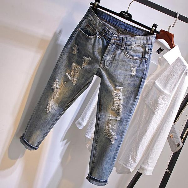 women's jeans loose female hole beggar in spring the clothing han edition haroun pants nine minutes of, Blue
women's jeans loose female hole beggar in spring the clothing han edition haroun pants nine minutes of, Blue