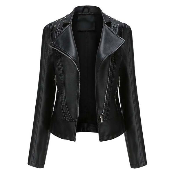 faux leather pu jacket women autumn winter long sleeve slim fashion motorcycle black coats outerwear 211215
faux leather pu jacket women autumn winter long sleeve slim fashion motorcycle black coats outerwear 211215