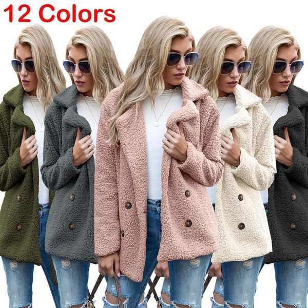 women's jackets fleece coat outerwear 2021 autumn winter long sleeve loose straight lapel collar button decoraction, Black;brown
women's jackets fleece coat outerwear 2021 autumn winter long sleeve loose straight lapel collar button decoraction, Black;brown