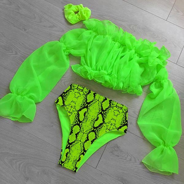 long sleeve mesh bikini set 2021 neon green high waisted swimsuit ruffled snake print swimwear bathing suit biquini female new
long sleeve mesh bikini set 2021 neon green high waisted swimsuit ruffled snake print swimwear bathing suit biquini female new