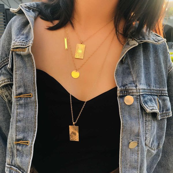 jewelry creative relief geometric sweater chain women's multi-layer simple star necklace, Silver
jewelry creative relief geometric sweater chain women's multi-layer simple star necklace, Silver
