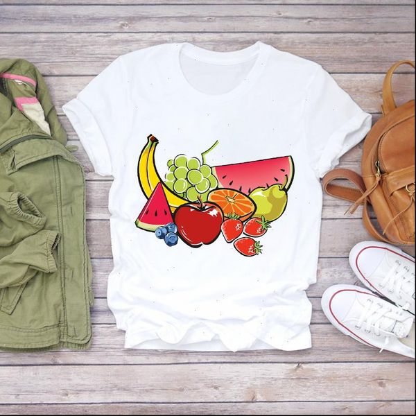 women 2021 cartoon print short sleeve summer fruits sweet camisa shirt womens t shirts t graphic female tee t shirt, White 
women 2021 cartoon print short sleeve summer fruits sweet camisa shirt womens t shirts t graphic female tee t shirt, White