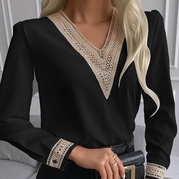 women's blouses & shirts women fashion autumn solid color v neck chiffon embroidered slim pullover elegant office ladies, White
women's blouses & shirts women fashion autumn solid color v neck chiffon embroidered slim pullover elegant office ladies, White