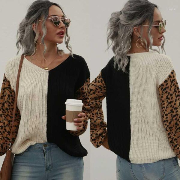 fashion patchwork woman sweaters leopard print v neck stitching long sleeve sweater pullovers winter clothes women women's, White;black
fashion patchwork woman sweaters leopard print v neck stitching long sleeve sweater pullovers winter clothes women women's, White;black