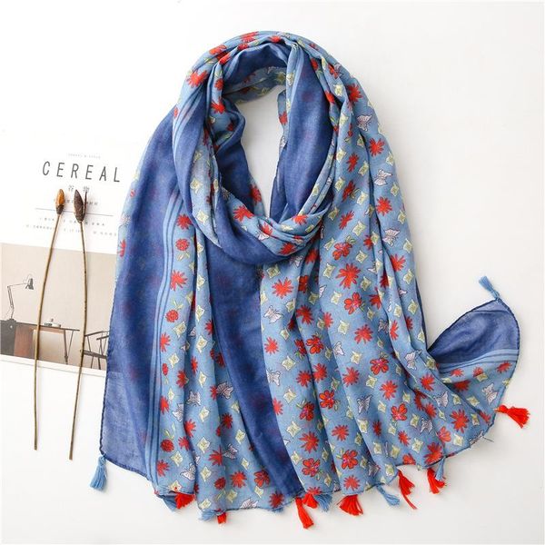 scarves spring summer thin women scarf retro long large blue printed fringed girl lightweight small floral shawl wrap 70x35 inch, Blue;gray
scarves spring summer thin women scarf retro long large blue printed fringed girl lightweight small floral shawl wrap 70x35 inch, Blue;gray