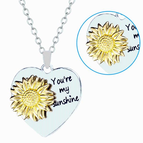 new design fashion women rotatable sunflower necklace heart lettering jewelry pendant accessories valentine's day gift delicate, Silver
new design fashion women rotatable sunflower necklace heart lettering jewelry pendant accessories valentine's day gift delicate, Silver