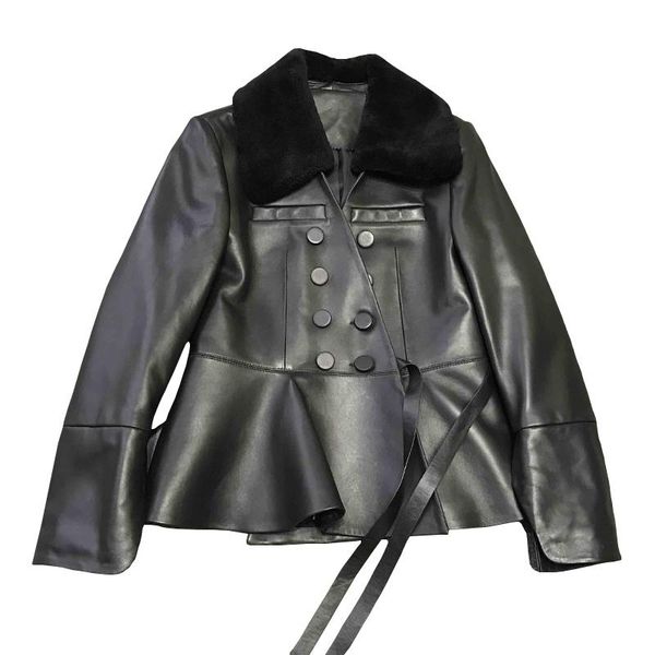 women's leather & faux 100% real sheepskin coat female autumn winter clothes 2021 korean wool fur collar genuine jacket chaqueta mujer, Black
women's leather & faux 100% real sheepskin coat female autumn winter clothes 2021 korean wool fur collar genuine jacket chaqueta mujer, Black