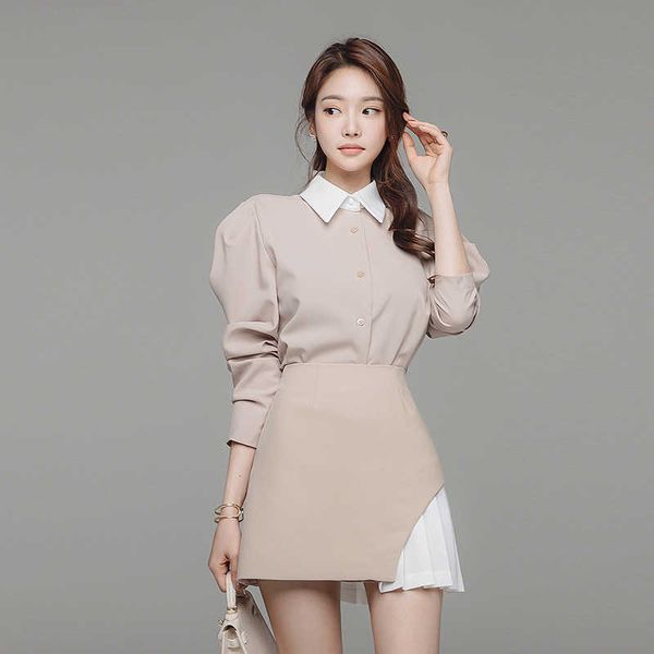 autumn women splice pleated mini skirt set elegant single breasted slim shirt office lady long sleeve two piece 210529, White
autumn women splice pleated mini skirt set elegant single breasted slim shirt office lady long sleeve two piece 210529, White