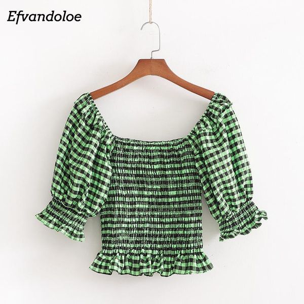 efvandoloe green plaid blouse women off shoulder blusa 2021 summer blouses ladies korean clothes, White
efvandoloe green plaid blouse women off shoulder blusa 2021 summer blouses ladies korean clothes, White