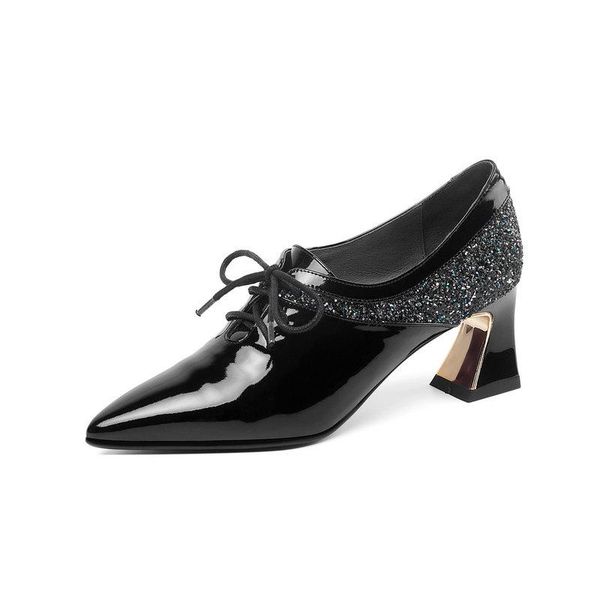 dress shoes genuine leather sandals women summer high heel pumps pointed toe thick heels strap buckle office ladies, Black
dress shoes genuine leather sandals women summer high heel pumps pointed toe thick heels strap buckle office ladies, Black