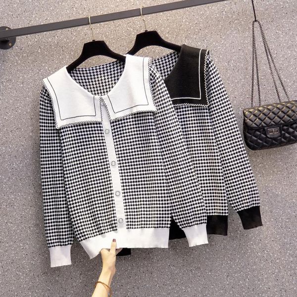 women's sweaters plaid sweet plus large size oversize korean style fashion pullovers for autumn clothing ladies sweater 2021 blouse, White;black
women's sweaters plaid sweet plus large size oversize korean style fashion pullovers for autumn clothing ladies sweater 2021 blouse, White;black