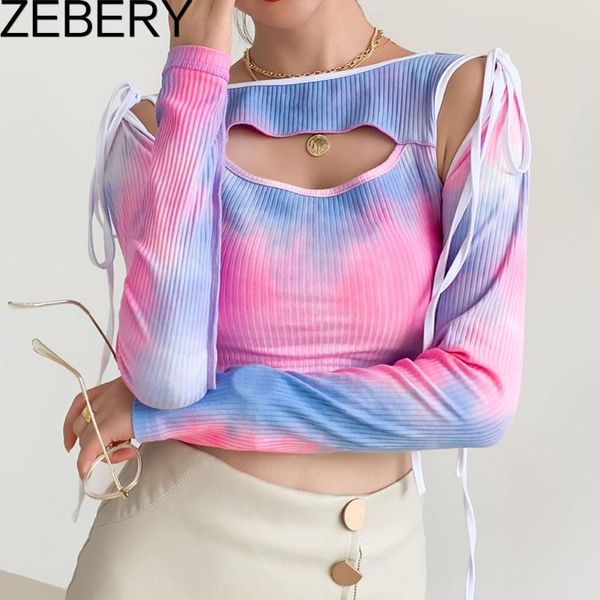 women's t-shirt zebery women t-shirts y2k fashion tie dye stitching patchwork streetwear soft slim halter neck long sleeve short, White
women's t-shirt zebery women t-shirts y2k fashion tie dye stitching patchwork streetwear soft slim halter neck long sleeve short, White