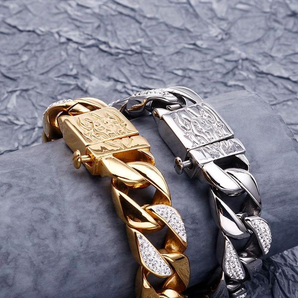 gold stainless steel curb cuban chain bracelet 2021 man hiphop cz crystal biker skull wristband jewelry mens bracelets bangles, Black
gold stainless steel curb cuban chain bracelet 2021 man hiphop cz crystal biker skull wristband jewelry mens bracelets bangles, Black