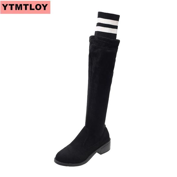 boots knee high heels winter women's shoes pointed black stretch cloth round head thick with knight
boots knee high heels winter women's shoes pointed black stretch cloth round head thick with knight