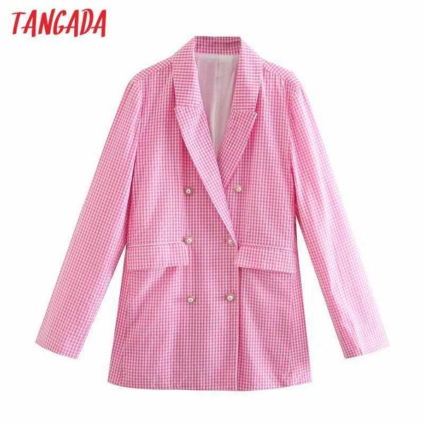 tangada women pink plaid blazer female long sleeve double breasted jacket ladies casual blazer suits 3d17 210609, White;black
tangada women pink plaid blazer female long sleeve double breasted jacket ladies casual blazer suits 3d17 210609, White;black