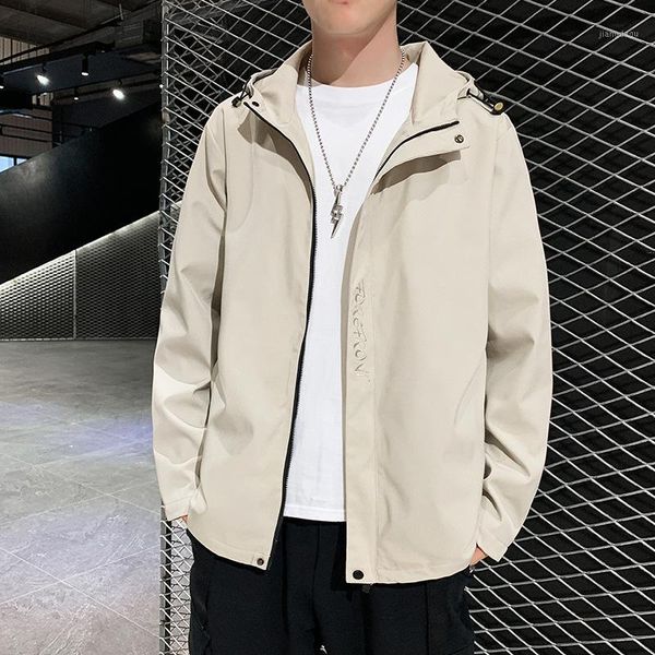 spring and autumn jacket men's simple hooded casual fit trendy tide brand jackets, Black;brown
spring and autumn jacket men's simple hooded casual fit trendy tide brand jackets, Black;brown