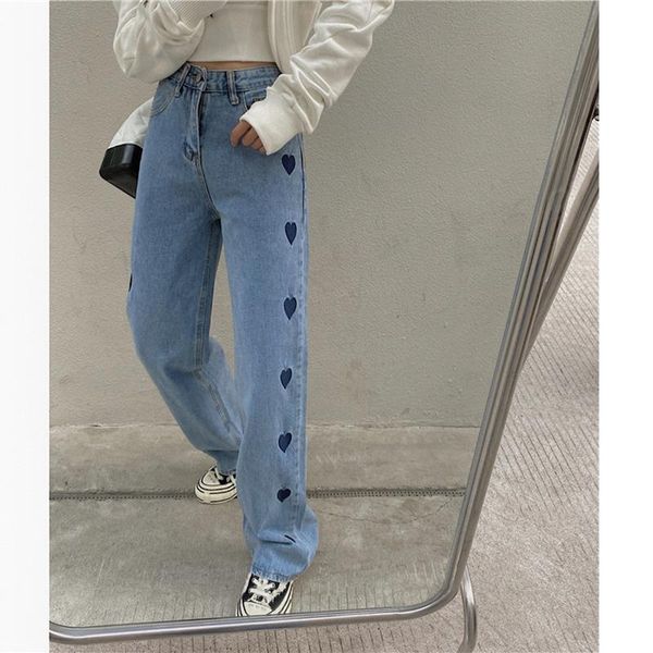 women's jeans love embroidered loose straight pants 2021 spring all-match high waist thin wide leg, Blue
women's jeans love embroidered loose straight pants 2021 spring all-match high waist thin wide leg, Blue