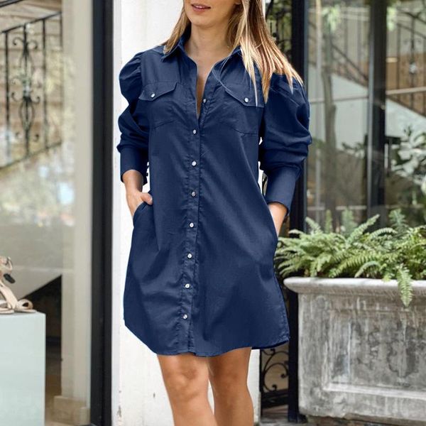 casual dresses women denim shirt dress 2021 vonda spring solid color puff sleeve party lapel collar sundress femme vestido, Black;gray
casual dresses women denim shirt dress 2021 vonda spring solid color puff sleeve party lapel collar sundress femme vestido, Black;gray