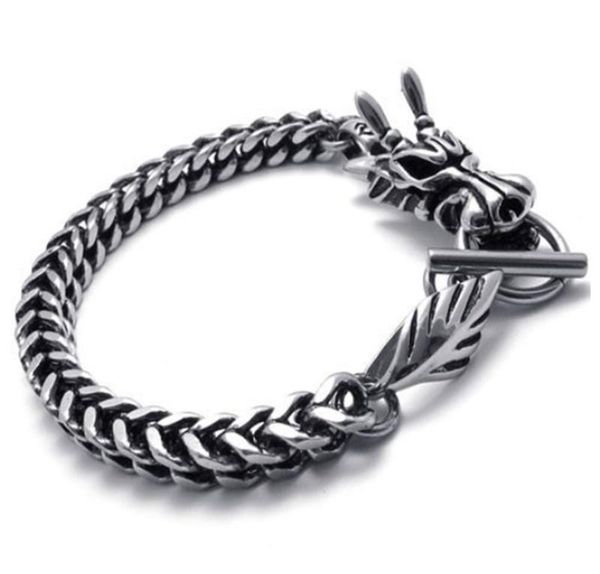 charm bracelets trend men's classic black retro chinese dragon shaped titanium steel bracelet jewelry gift, Golden;silver
charm bracelets trend men's classic black retro chinese dragon shaped titanium steel bracelet jewelry gift, Golden;silver