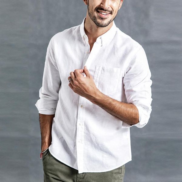 men's casual shirts solid cotton linen spring summer buttoned turn-down collar long sleeve vintage men streetwear, White;black
men's casual shirts solid cotton linen spring summer buttoned turn-down collar long sleeve vintage men streetwear, White;black