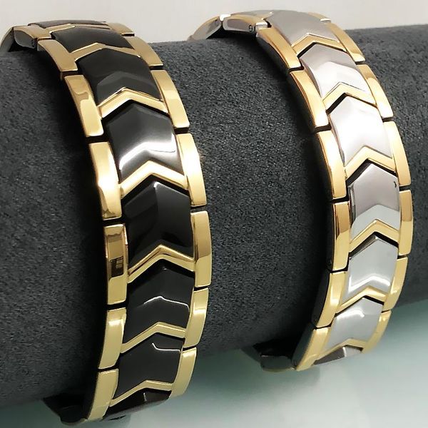 link, chain men's stainless steel metal punk style golden bracelet & bangle germaniu bio health care magnetic wristband female jewelry, Black
link, chain men's stainless steel metal punk style golden bracelet & bangle germaniu bio health care magnetic wristband female jewelry, Black