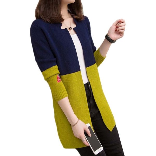 spring autumn knit sweater cardigan women jacket korean long sleeve wild color matching mid-length loose female d3056 210922, White;black
spring autumn knit sweater cardigan women jacket korean long sleeve wild color matching mid-length loose female d3056 210922, White;black
