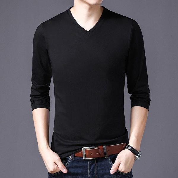 men's hoodies & sweatshirts spring autumn long-sleeved t-shirt slim cotton v-neck pullover men sweater trend simple solid color bottomi, Black
men's hoodies & sweatshirts spring autumn long-sleeved t-shirt slim cotton v-neck pullover men sweater trend simple solid color bottomi, Black
