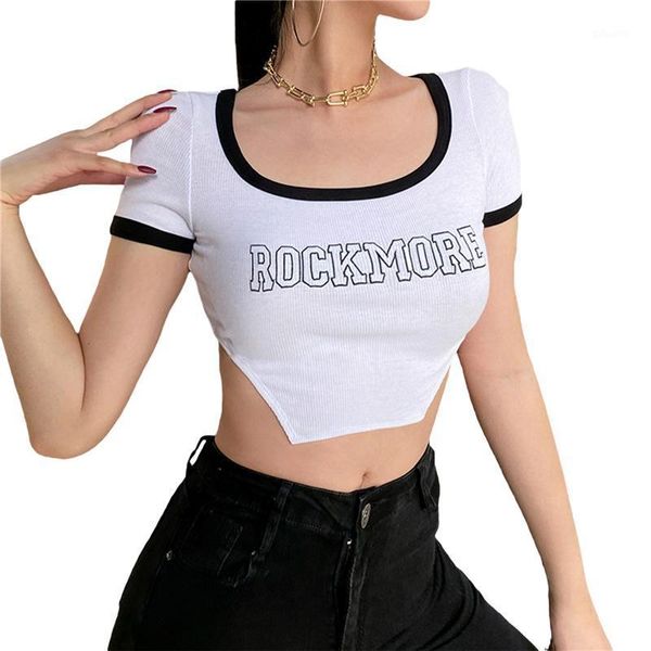 women's t-shirt women casual color block crop adults 2021 summer fashion irregular letter print short sleeve square collar, White
women's t-shirt women casual color block crop adults 2021 summer fashion irregular letter print short sleeve square collar, White