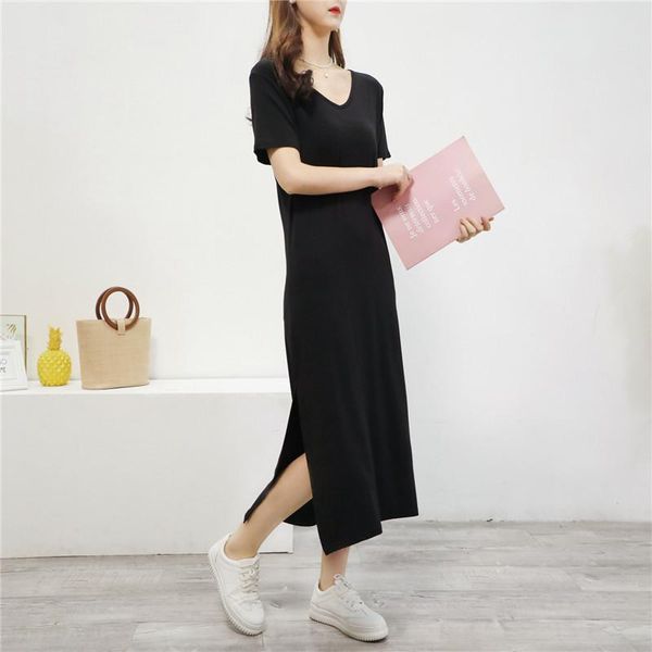 women's swimwear large size short-sleeved women summer long beach dress evening gown for girls party clothes, White;black
women's swimwear large size short-sleeved women summer long beach dress evening gown for girls party clothes, White;black