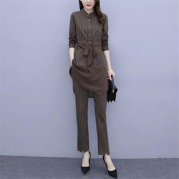 women's two piece pants autumn suit 2021 fashion high-end chiffon striped splicing slim o-neck 2-piece set office lady -5xl, White
women's two piece pants autumn suit 2021 fashion high-end chiffon striped splicing slim o-neck 2-piece set office lady -5xl, White