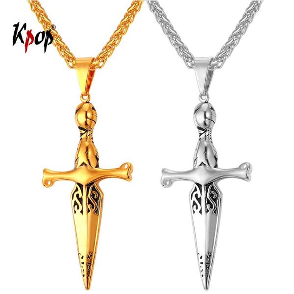 pendant necklaces kpop sowrd cross necklace vintage style stainless steel gold holy sword men jewelry p2172, Silver
pendant necklaces kpop sowrd cross necklace vintage style stainless steel gold holy sword men jewelry p2172, Silver
