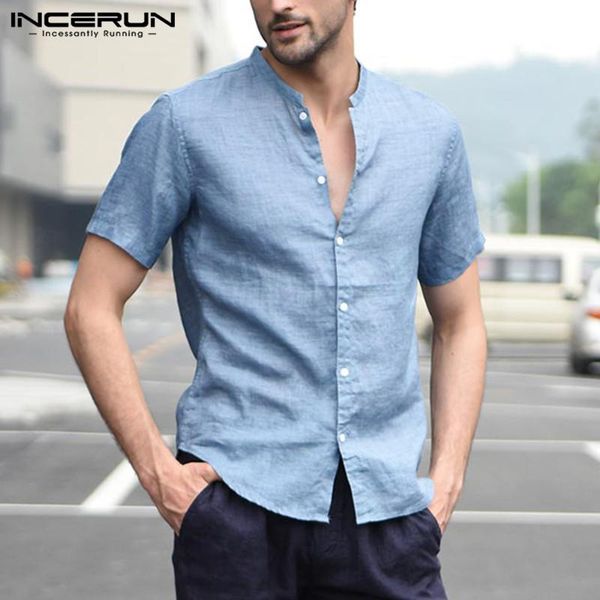 2021 summer leisure solid color men shirts incerun vintage short sleeve stand collar blouse man loose button masculina 5xl, White;black
2021 summer leisure solid color men shirts incerun vintage short sleeve stand collar blouse man loose button masculina 5xl, White;black