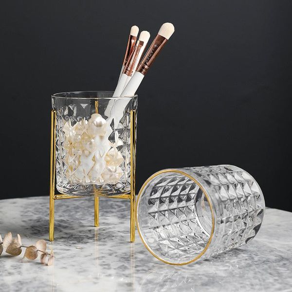 bathroom storage & organization glass makeup organizer with iron rack brush cup dressing table cosmetic box
bathroom storage & organization glass makeup organizer with iron rack brush cup dressing table cosmetic box