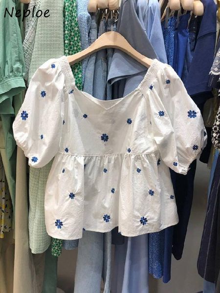 women's blouses & shirts neploe embroidered flowers blusas mujer de moda korean summer sweet square neck short sleeve shirt loose top, White
women's blouses & shirts neploe embroidered flowers blusas mujer de moda korean summer sweet square neck short sleeve shirt loose top, White