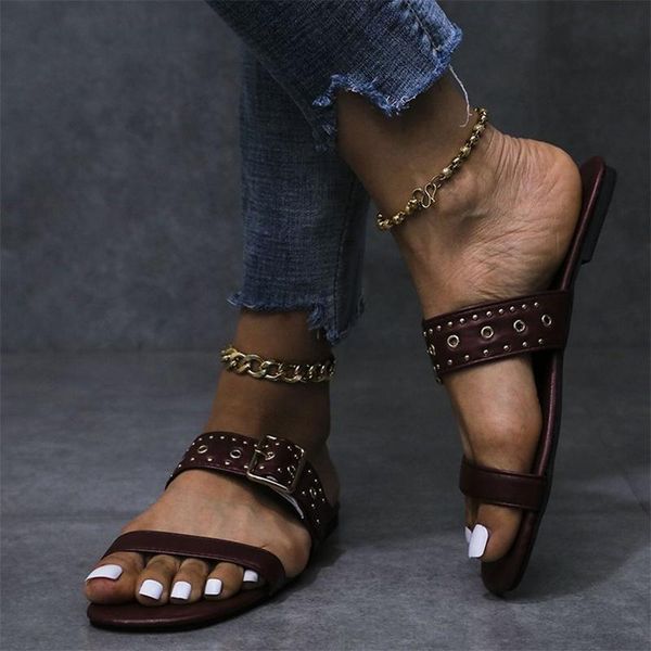 slippers 2021 women solid rivet metal peep toe buckle woman outdoor summer flats female casual shoes ladies big size 43 footwear, Black
slippers 2021 women solid rivet metal peep toe buckle woman outdoor summer flats female casual shoes ladies big size 43 footwear, Black
