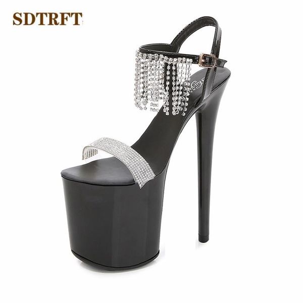 sandals sdtrft stilettos zapatos mujer 20cm thin heels platform diamond tassels buckle shoes woman party dance ankle strap pumps, Black
sandals sdtrft stilettos zapatos mujer 20cm thin heels platform diamond tassels buckle shoes woman party dance ankle strap pumps, Black