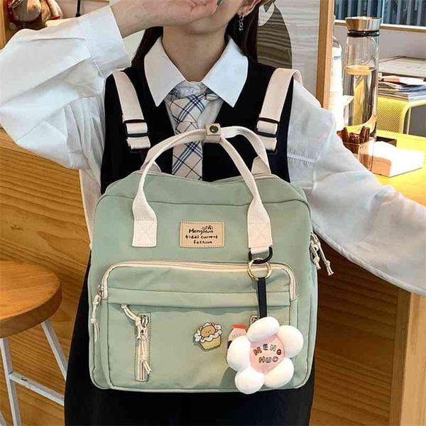 korean multi-function lovely girl backpack japanese preppy style students schoolbag large capacity contrast color travel bag 210911
korean multi-function lovely girl backpack japanese preppy style students schoolbag large capacity contrast color travel bag 210911