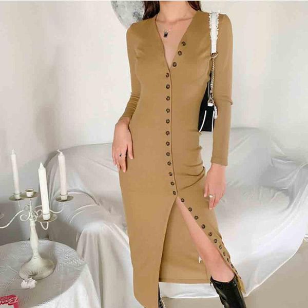 v-neck ribbed knotted bottons front slit maxi dress women skinny solid autumn street style club party clothes outfits, Black;gray
v-neck ribbed knotted bottons front slit maxi dress women skinny solid autumn street style club party clothes outfits, Black;gray