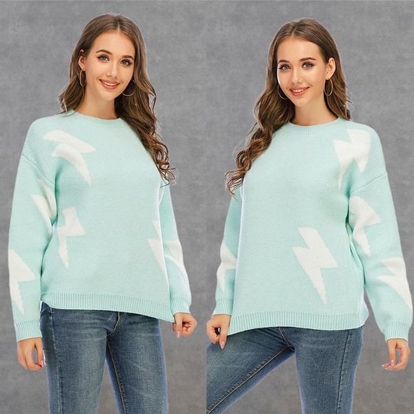 women long sleeve knit sweater pullover round neck stitching pattern loose, White;black
women long sleeve knit sweater pullover round neck stitching pattern loose, White;black