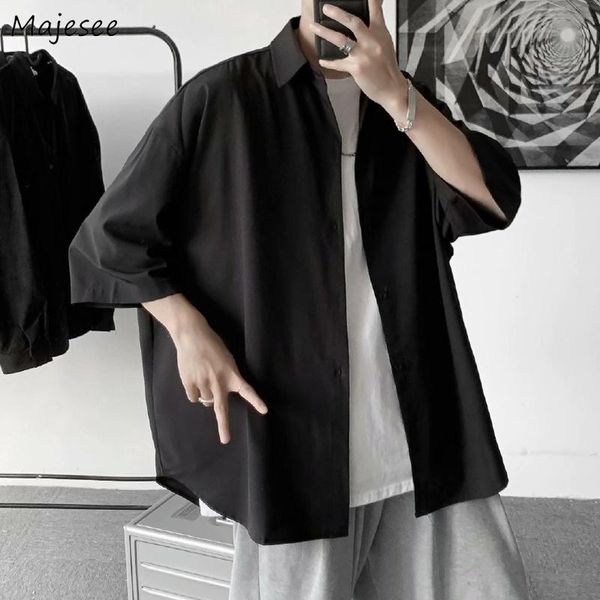 men's casual shirts men harajuku black white simple short sleeve korean style draped loose plus size s-3xl hip-hop summer all-match out, White;black
men's casual shirts men harajuku black white simple short sleeve korean style draped loose plus size s-3xl hip-hop summer all-match out, White;black
