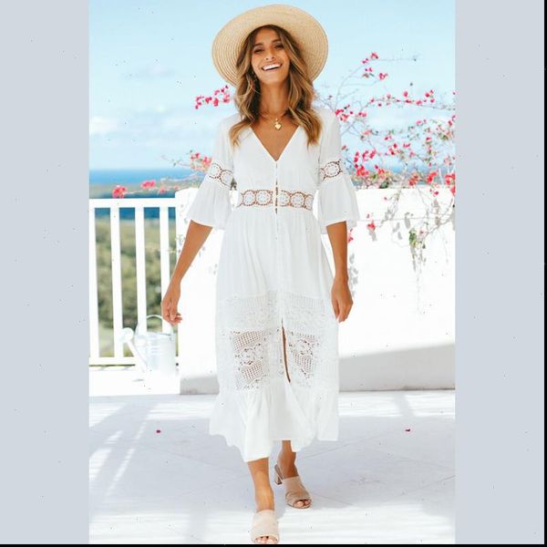 bohemian white low cut lace patchwork dress women flare sleeve elegant beach style ruffles midi dress summer 2021 new, Black;gray
bohemian white low cut lace patchwork dress women flare sleeve elegant beach style ruffles midi dress summer 2021 new, Black;gray