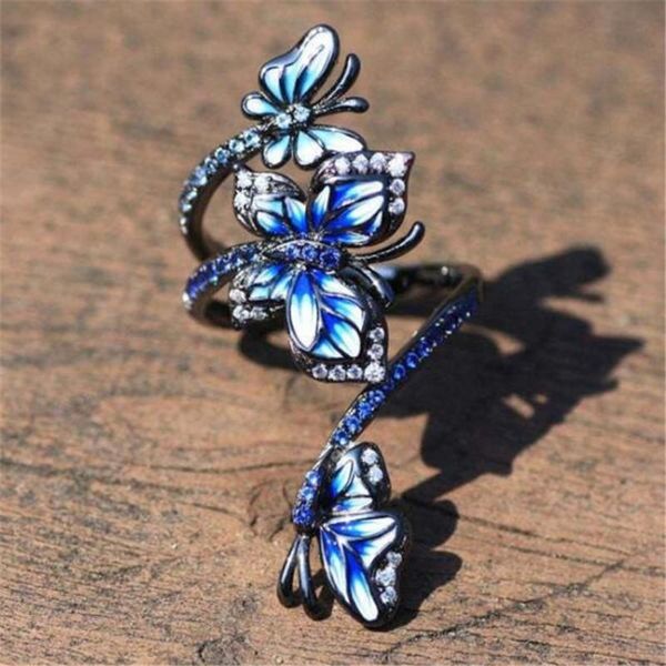 cluster rings classic ladies crystal blue butterfly ring adjustable opening women's jewelry accessories, Golden;silver
cluster rings classic ladies crystal blue butterfly ring adjustable opening women's jewelry accessories, Golden;silver