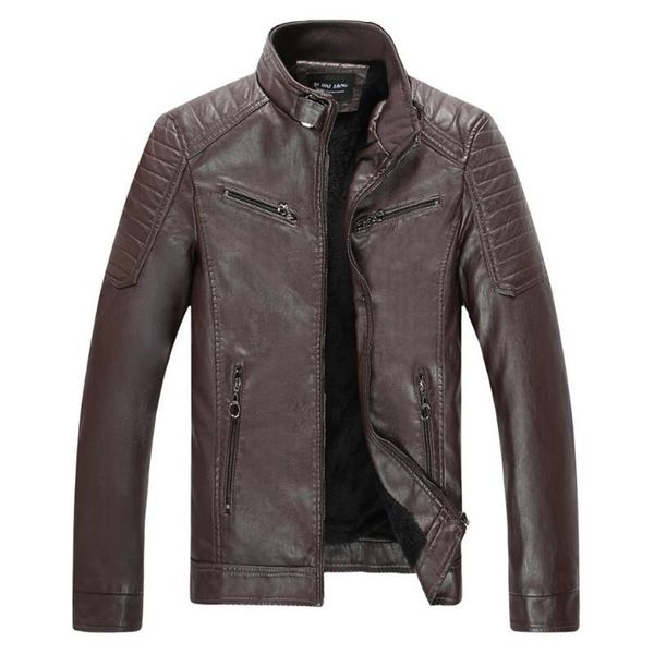 men's fur & faux winter plus velvet leather jacket casual pu baseball stand collar motorcycle, Black
men's fur & faux winter plus velvet leather jacket casual pu baseball stand collar motorcycle, Black