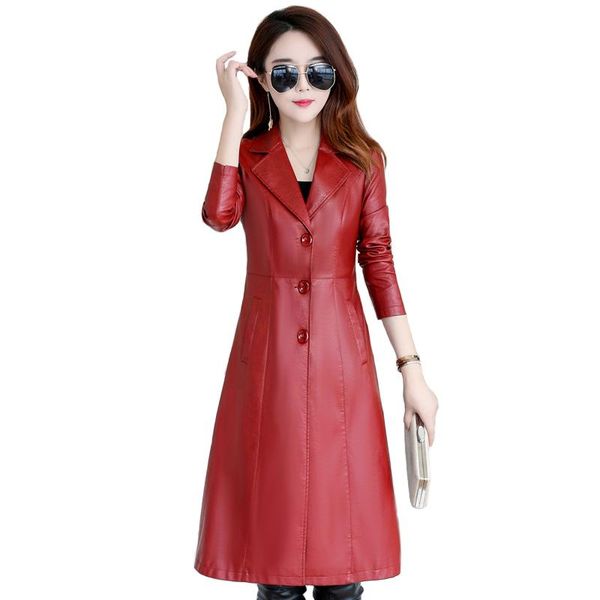 women's leather & faux fashion long jacket women winter autumn plus size 5xl elegant slim washed pu trench coats female outerwear, Black
women's leather & faux fashion long jacket women winter autumn plus size 5xl elegant slim washed pu trench coats female outerwear, Black