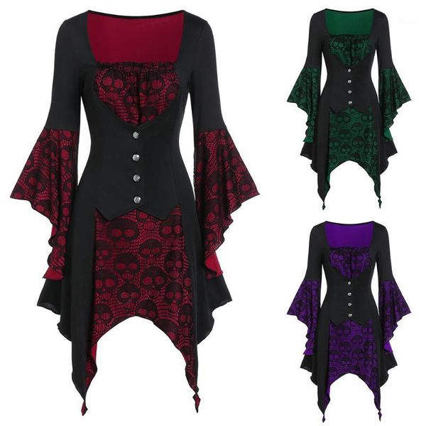 halloween skeleton printed blouses women vintage irregular button shirts female gothic flare sleeve bandage blouse blusa 301, White
halloween skeleton printed blouses women vintage irregular button shirts female gothic flare sleeve bandage blouse blusa 301, White
